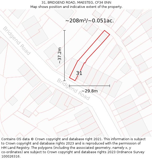 31, BRIDGEND ROAD, MAESTEG, CF34 0NN: Plot and title map