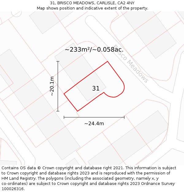 31, BRISCO MEADOWS, CARLISLE, CA2 4NY: Plot and title map