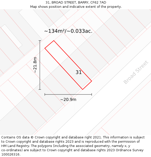 31, BROAD STREET, BARRY, CF62 7AD: Plot and title map
