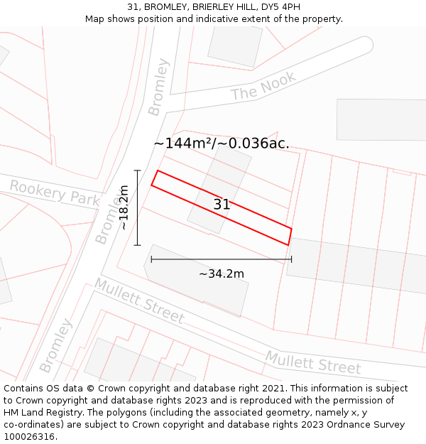 31, BROMLEY, BRIERLEY HILL, DY5 4PH: Plot and title map