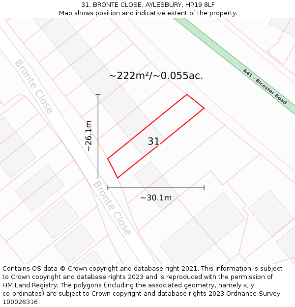 31, BRONTE CLOSE, AYLESBURY, HP19 8LF: Plot and title map