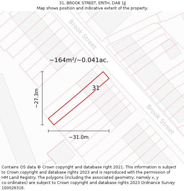 31, BROOK STREET, ERITH, DA8 1JJ: Plot and title map