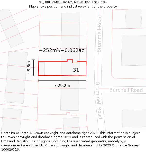 31, BRUMMELL ROAD, NEWBURY, RG14 1SH: Plot and title map