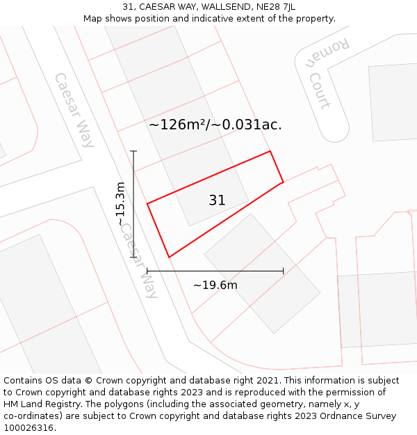 31, CAESAR WAY, WALLSEND, NE28 7JL: Plot and title map