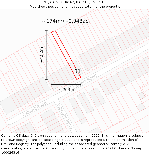 31, CALVERT ROAD, BARNET, EN5 4HH: Plot and title map