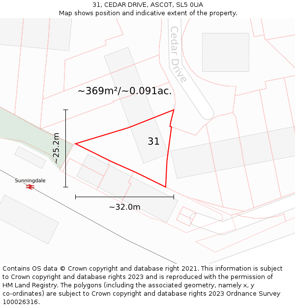 31, CEDAR DRIVE, ASCOT, SL5 0UA: Plot and title map