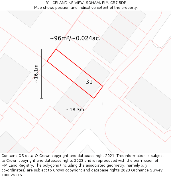 31, CELANDINE VIEW, SOHAM, ELY, CB7 5DP: Plot and title map