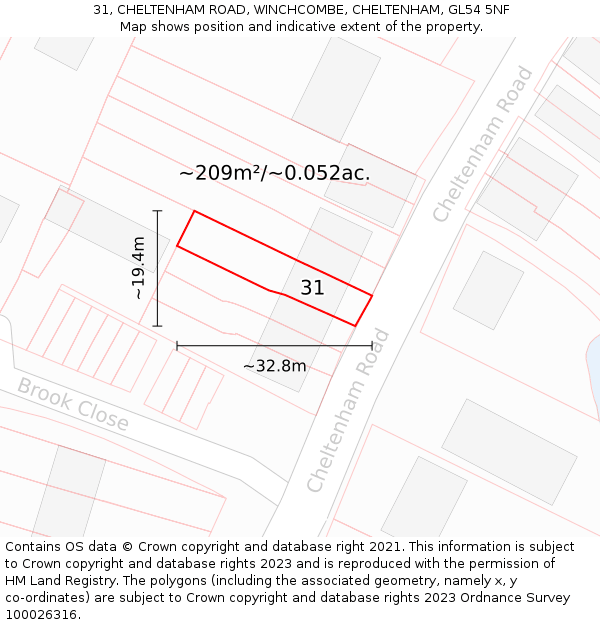 31, CHELTENHAM ROAD, WINCHCOMBE, CHELTENHAM, GL54 5NF: Plot and title map