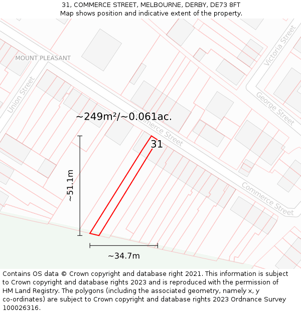 31, COMMERCE STREET, MELBOURNE, DERBY, DE73 8FT: Plot and title map