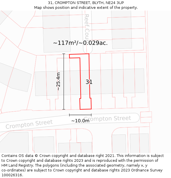 31, CROMPTON STREET, BLYTH, NE24 3UP: Plot and title map