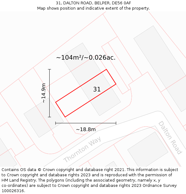 31, DALTON ROAD, BELPER, DE56 0AF: Plot and title map