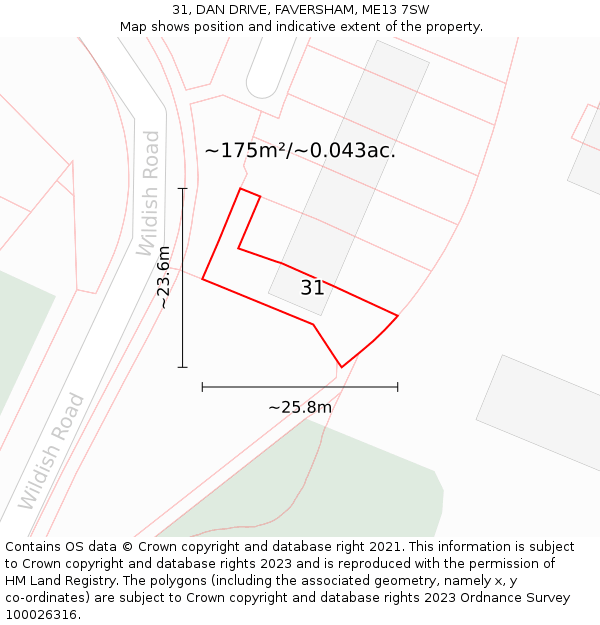 31, DAN DRIVE, FAVERSHAM, ME13 7SW: Plot and title map
