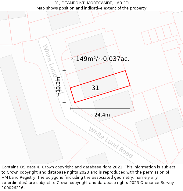 31, DEANPOINT, MORECAMBE, LA3 3DJ: Plot and title map
