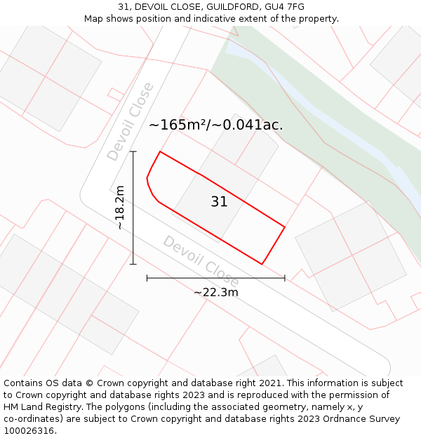 31, DEVOIL CLOSE, GUILDFORD, GU4 7FG: Plot and title map