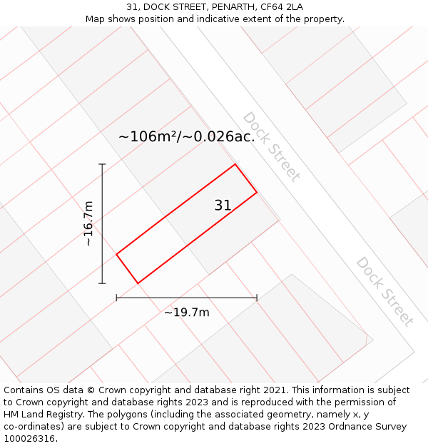 31, DOCK STREET, PENARTH, CF64 2LA: Plot and title map