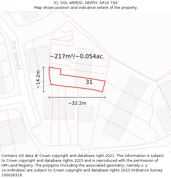 31, DOL WERDD, NEATH, SA10 7QX: Plot and title map
