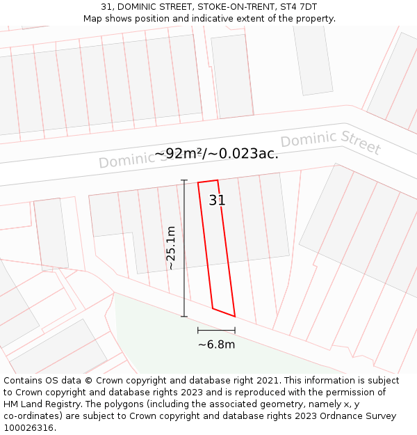 31, DOMINIC STREET, STOKE-ON-TRENT, ST4 7DT: Plot and title map
