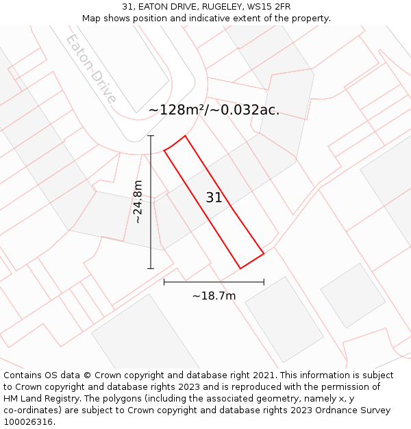 31, EATON DRIVE, RUGELEY, WS15 2FR: Plot and title map