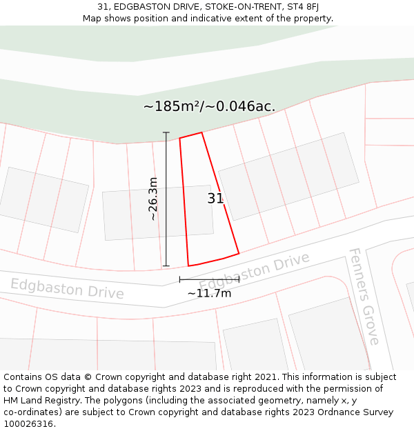31, EDGBASTON DRIVE, STOKE-ON-TRENT, ST4 8FJ: Plot and title map