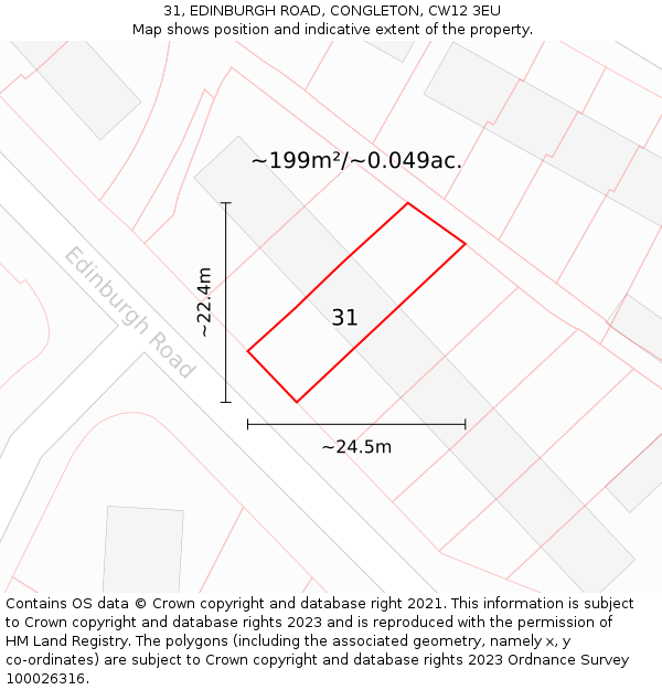 31, EDINBURGH ROAD, CONGLETON, CW12 3EU: Plot and title map