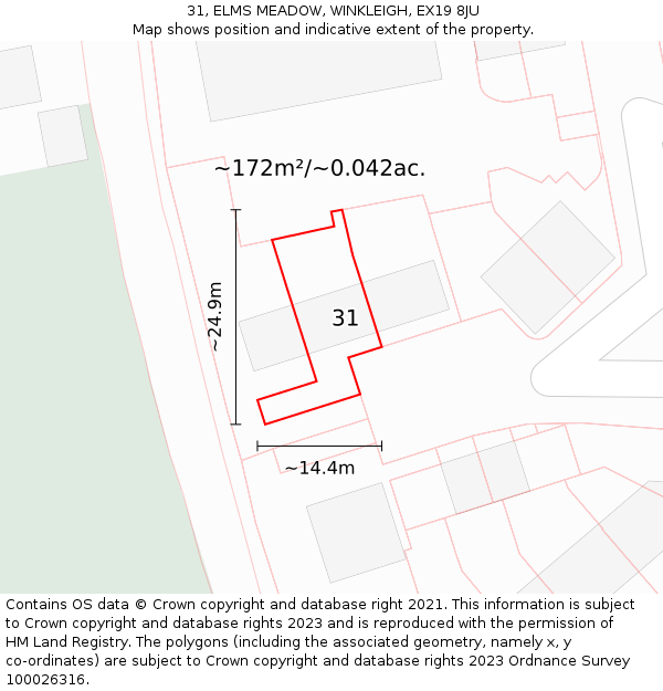 31, ELMS MEADOW, WINKLEIGH, EX19 8JU: Plot and title map
