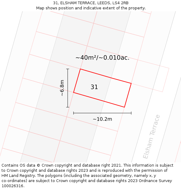31, ELSHAM TERRACE, LEEDS, LS4 2RB: Plot and title map