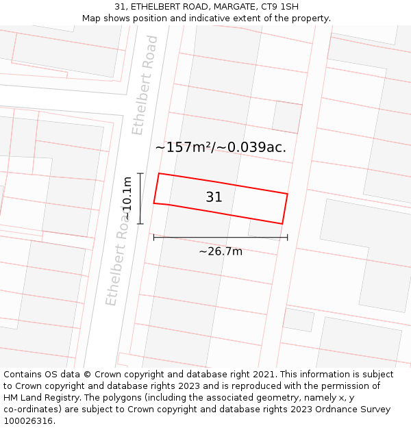 31, ETHELBERT ROAD, MARGATE, CT9 1SH: Plot and title map