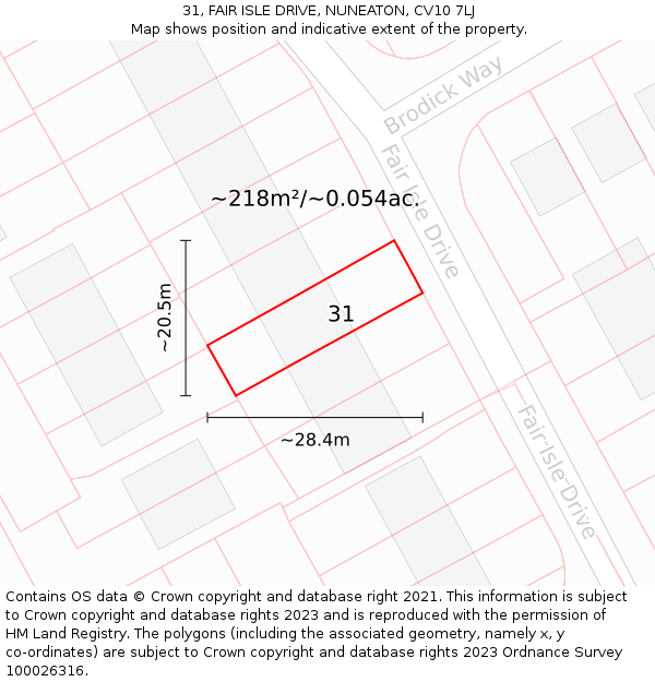31, FAIR ISLE DRIVE, NUNEATON, CV10 7LJ: Plot and title map