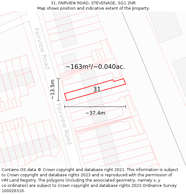 31, FAIRVIEW ROAD, STEVENAGE, SG1 2NR: Plot and title map