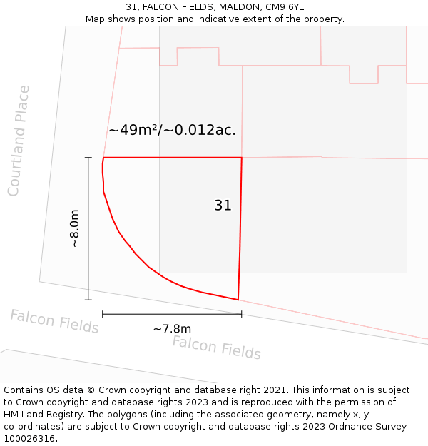 31, FALCON FIELDS, MALDON, CM9 6YL: Plot and title map