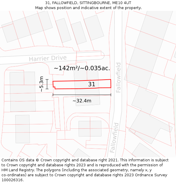 31, FALLOWFIELD, SITTINGBOURNE, ME10 4UT: Plot and title map