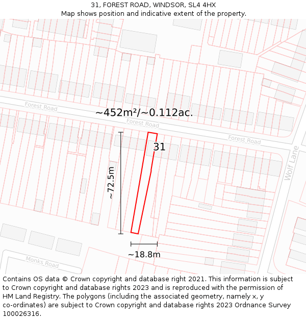 31, FOREST ROAD, WINDSOR, SL4 4HX: Plot and title map