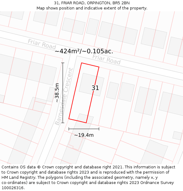 31, FRIAR ROAD, ORPINGTON, BR5 2BN: Plot and title map