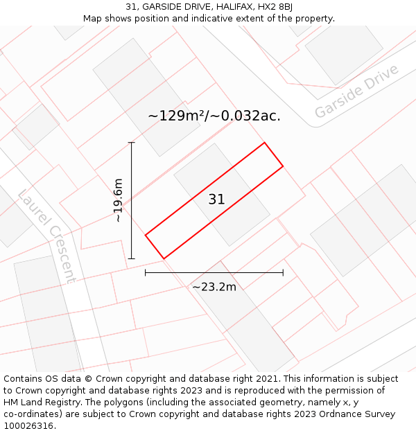 31, GARSIDE DRIVE, HALIFAX, HX2 8BJ: Plot and title map