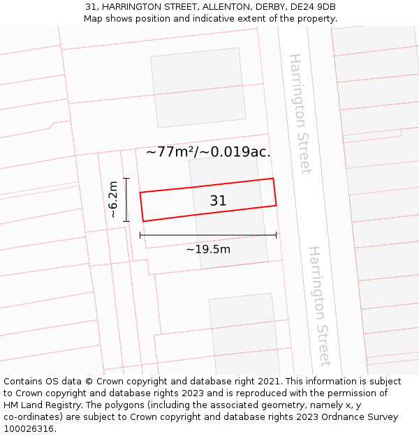 31, HARRINGTON STREET, ALLENTON, DERBY, DE24 9DB: Plot and title map