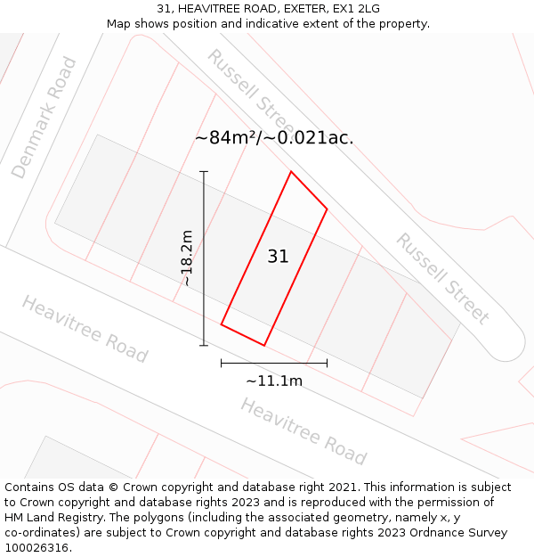 31, HEAVITREE ROAD, EXETER, EX1 2LG: Plot and title map