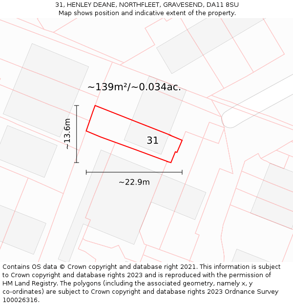 31, HENLEY DEANE, NORTHFLEET, GRAVESEND, DA11 8SU: Plot and title map
