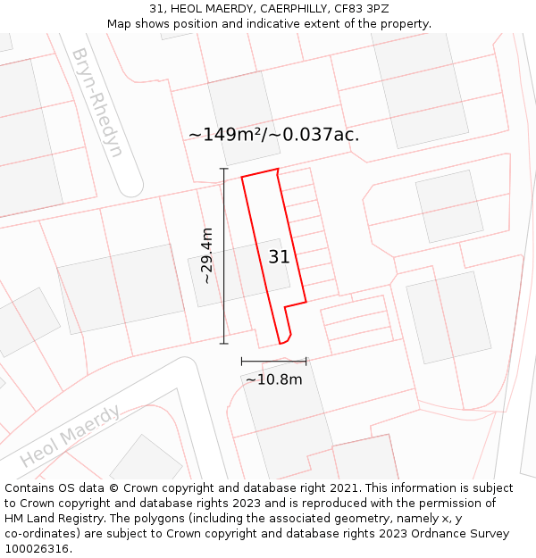 31, HEOL MAERDY, CAERPHILLY, CF83 3PZ: Plot and title map