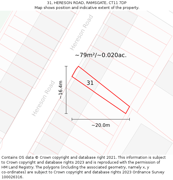 31, HERESON ROAD, RAMSGATE, CT11 7DP: Plot and title map