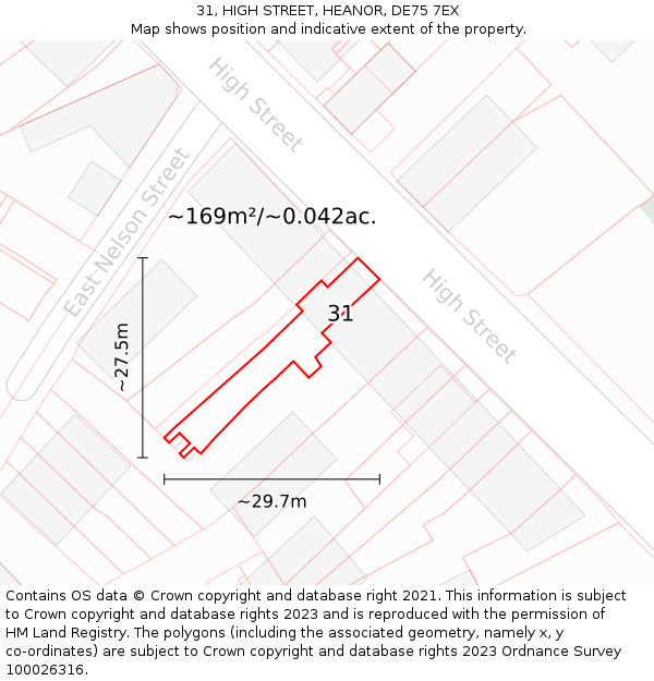 31, HIGH STREET, HEANOR, DE75 7EX: Plot and title map
