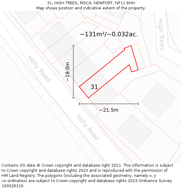31, HIGH TREES, RISCA, NEWPORT, NP11 6HH: Plot and title map