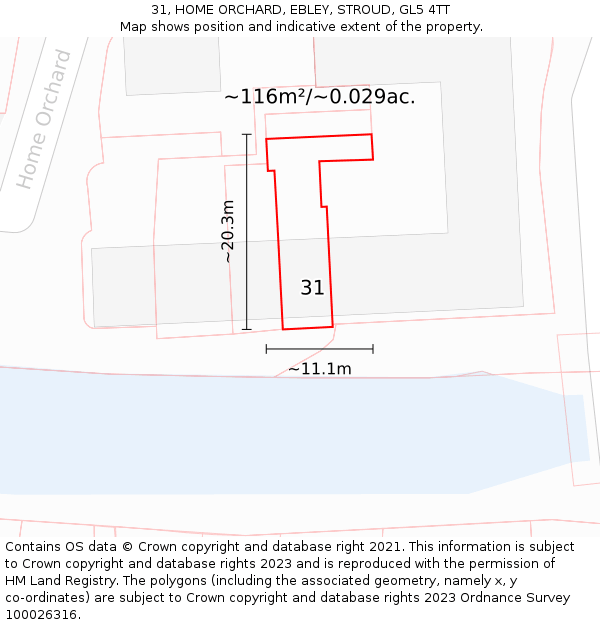31, HOME ORCHARD, EBLEY, STROUD, GL5 4TT: Plot and title map