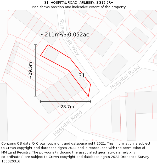 31, HOSPITAL ROAD, ARLESEY, SG15 6RH: Plot and title map