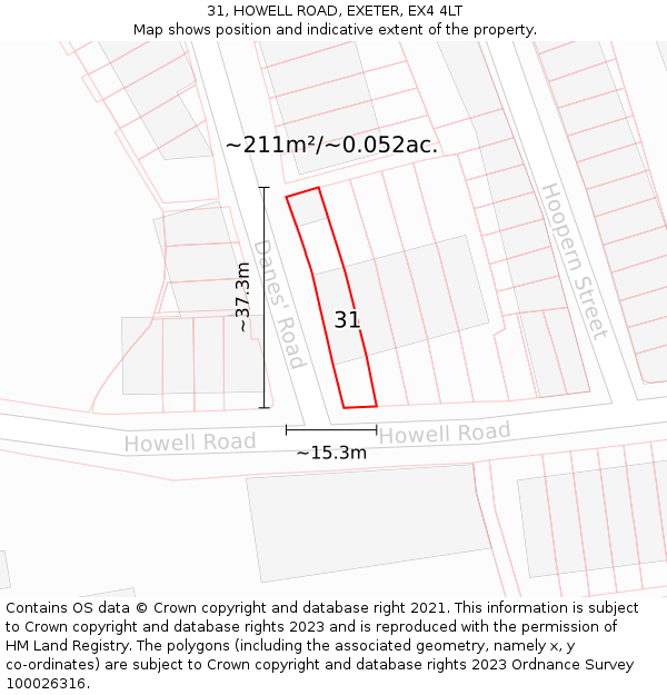 31, HOWELL ROAD, EXETER, EX4 4LT: Plot and title map