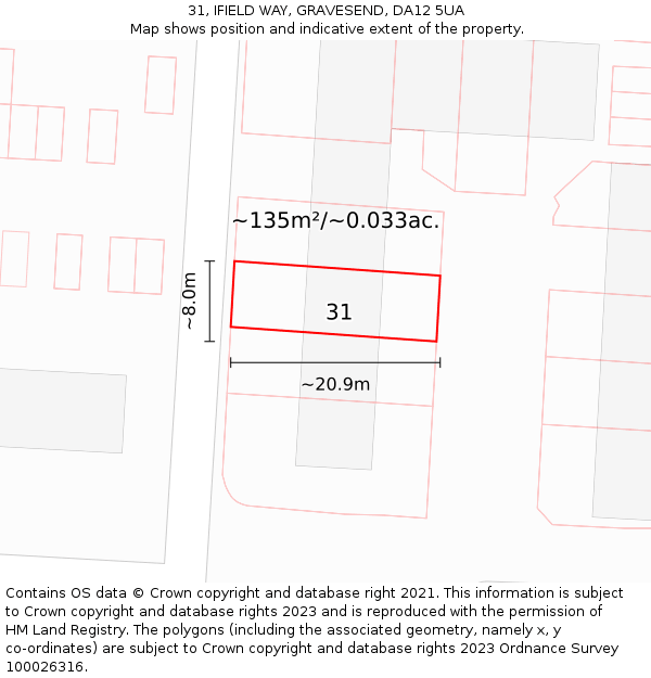 31, IFIELD WAY, GRAVESEND, DA12 5UA: Plot and title map