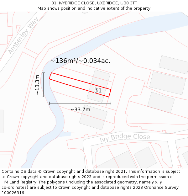 31, IVYBRIDGE CLOSE, UXBRIDGE, UB8 3TT: Plot and title map