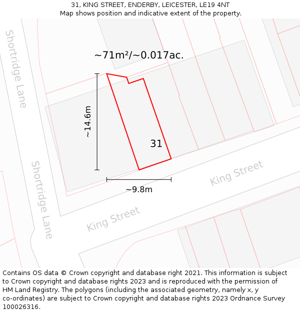 31, KING STREET, ENDERBY, LEICESTER, LE19 4NT: Plot and title map