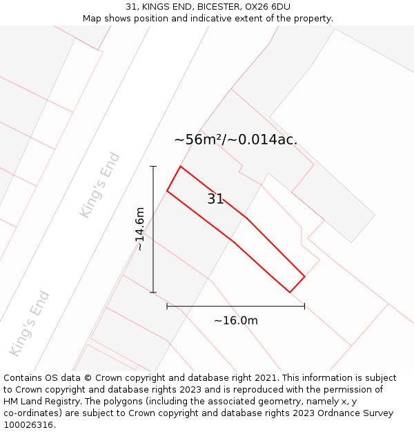 31, KINGS END, BICESTER, OX26 6DU: Plot and title map