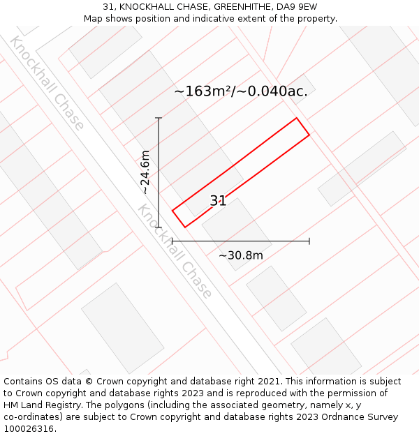 31, KNOCKHALL CHASE, GREENHITHE, DA9 9EW: Plot and title map