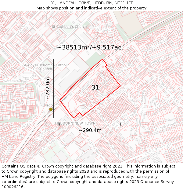 31, LANDFALL DRIVE, HEBBURN, NE31 1FE: Plot and title map